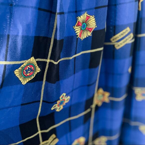 Vintage Pleated Atlantic Star Plaid Luxe Print Midi Skirt size S/M 6/8 small - Picture 4 of 8